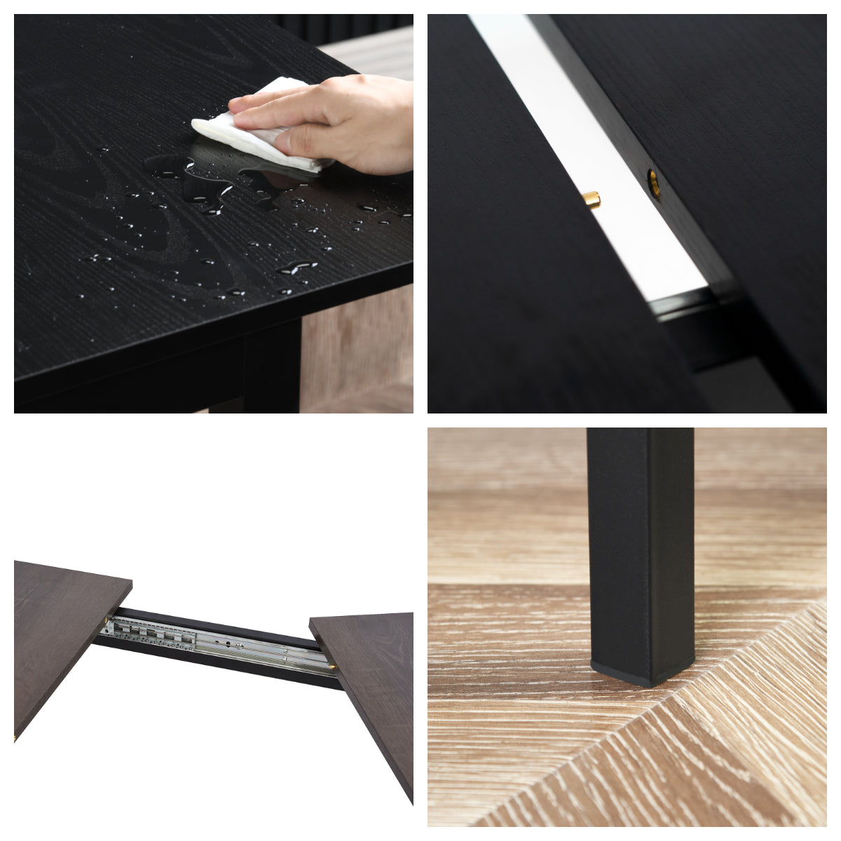 Round Table Table Table Table Timber Ø80 cm with 4 black velvet chairs, modern and comfortable style