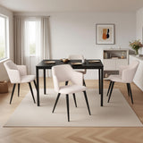 Round Table Table Table Table Timber Ø80 cm with 4 black velvet chairs, modern and comfortable style