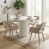 Lot de 2 fauteuils de salle à manger scandinaves avec accoudoirs en tissu beige - CROMWELL