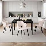 Round Table Table Table Table Timber Ø80 cm with 4 black velvet chairs, modern and comfortable style
