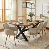 Lot de 6 fauteuils de salle à manger scandinaves avec accoudoirs en tissu beige - CROMWELL
