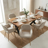 Lot de 6 fauteuils de salle à manger scandinaves avec accoudoirs en tissu beige - CROMWELL