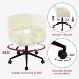 Ensemble avec bureau pliable blanc à roulettes et fauteuil en velours côtelé beige ââ‚?ASCOLI & ROSS