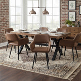 Lot de 6 fauteuils de salle à manger industriels avec accoudoirs en suédine - CROMWELL
