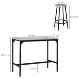 High table set with four Gray Metal Industrial Design Stools
