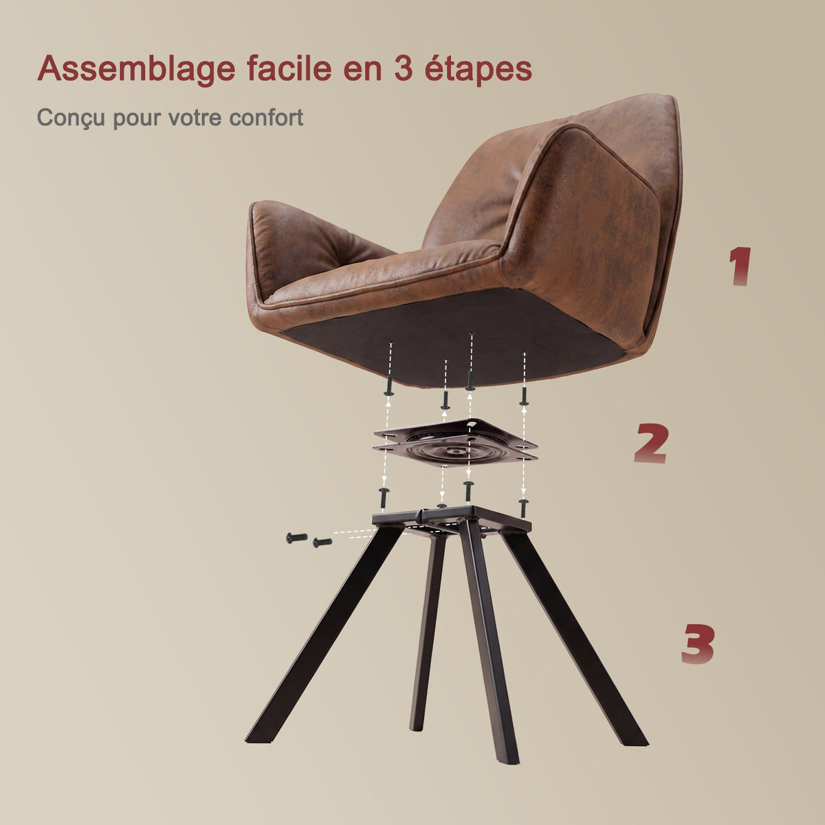 Round Table Table Table Table Timber Ø80 cm with 4 black velvet chairs, modern and comfortable style