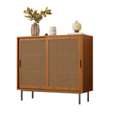 Wooden kitchen buffet Country style with 2 sliding doors and adjustable shelves - 100 × 90 × 37 cm