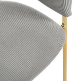 Lot de 2 chaises modernes en tissu côtelé gris avec pieds inclinés en bois et métal, dossier ergonomique et pieds réglables