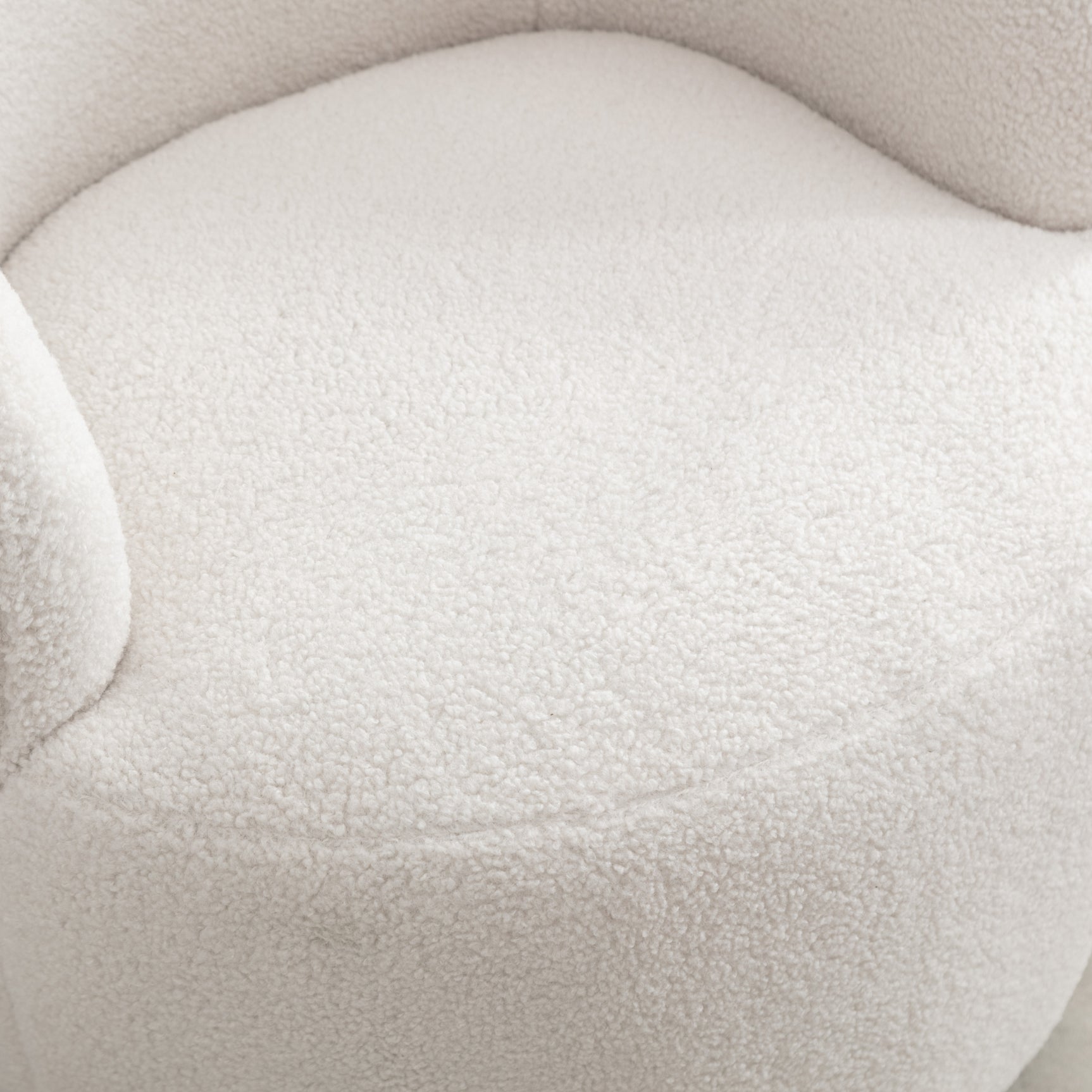 Drehstuhl im weißen Teddy -Stoff, Eierdesign mit gepolsterter Rückenlehne und 360 ° -Drehbasis