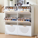 Meuble à chaussures moderne avec 6 abattants et étagères ouvertes, blanc – L118 x H115 x P25 cm