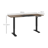 Table de bureau électrique réglable en hauteur 140x70 cm Stehschreibtisch avec moteur, cadre en métal, design nature+noir pour bureau et espace de travail