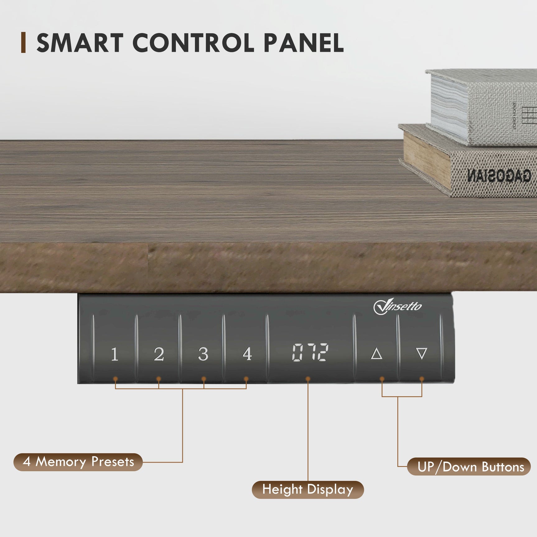 Table de bureau électrique réglable en hauteur 140x70 cm Stehschreibtisch avec moteur, cadre en métal, design nature+noir pour bureau et espace de travail
