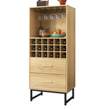 Buffet alto de madera con 18 compartimentos, 2 cajones integrados y soportes de vidrio