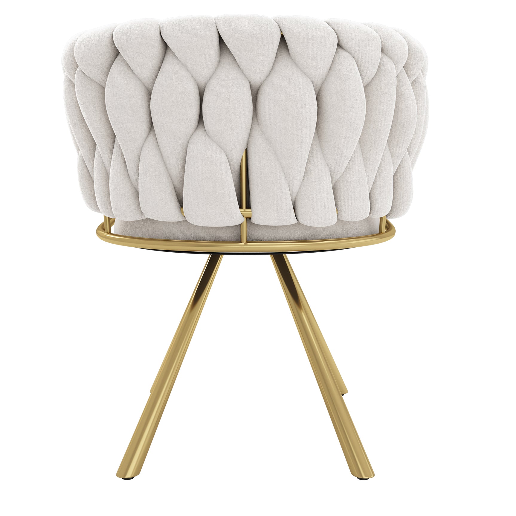 Lot de 4 chaises pivotantes de salle à manger en velours beige avec pieds en métal doré