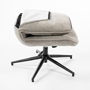 Poltrona relax regolabile in tessuto ciniglia grigio, girevole a 360° - CHARLOTTE