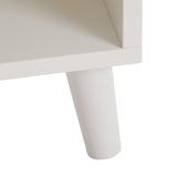 Meuble à chaussures blanc avec étagères réglables, commode minimaliste pour l'entrée, avec pieds en bois massif