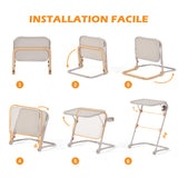 Table d’appoint pliable pour ordinateur portable, bout de canapé réglable en hauteur avec plateau inclinable et porte-gobelet beige- BASELINE