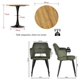 Round Table Table Table Table Timber Ø80 cm with 4 black velvet chairs, modern and comfortable style