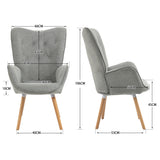 Scandinavian armchair with armrests in padded gray fabric - kas