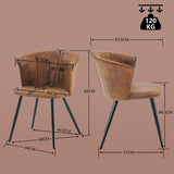 Conjunto de 6 sillones de comedor industriales con reposabrazos de ante - DONCIC