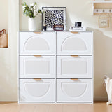 Meuble à chaussures moderne avec 6 abattants et étagères ouvertes, blanc – L118 x H115 x P25 cm