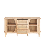 Wooden buffet with sliding canary doors, 3 adjustable drawers and shelves, rounded tray