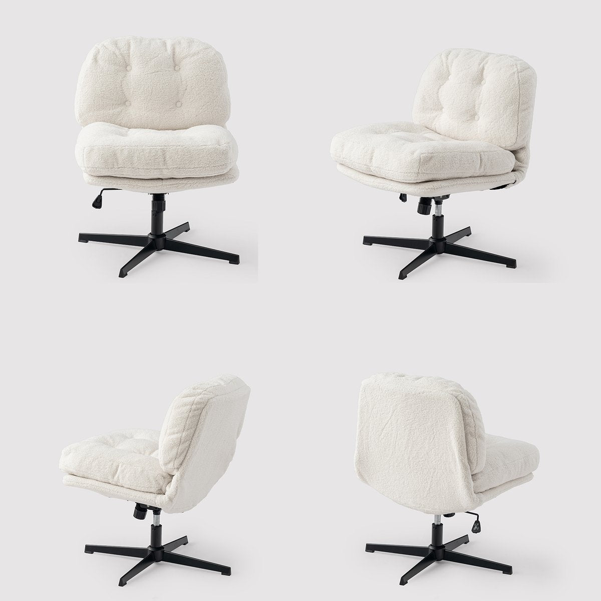 Sillón giratorio y regulable en pana blanca - ALINTONEX