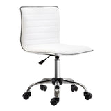 Office chair without armrests in white leather adjustable in height - 78 to 90 cm