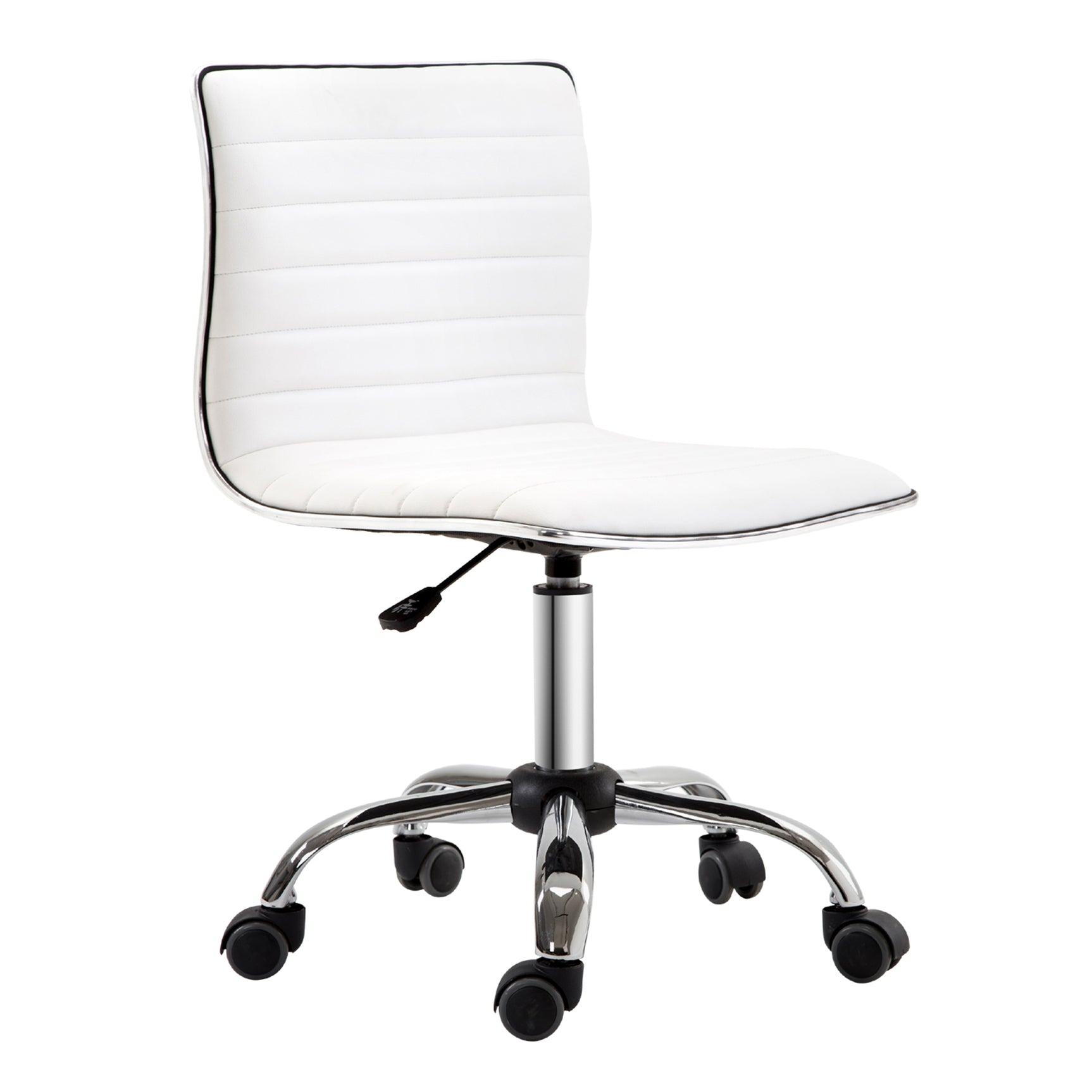 Office chair without armrests in white leather adjustable in height - 78 to 90 cm
