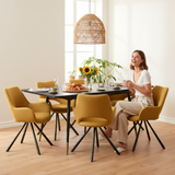 Round Table Table Table Table Timber Ø80 cm with 4 black velvet chairs, modern and comfortable style