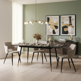 Round Table Table Table Table Timber Ø80 cm with 4 black velvet chairs, modern and comfortable style