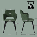 Lot de 4 fauteuils de salle à manger scandinaves avec accoudoirs en tissu vert - AKANJI