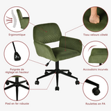 Ensemble avec table d’appoint grise pliable et fauteuil de bureau en velours côtelé vert olive ââ‚?BASELINE & ROSS