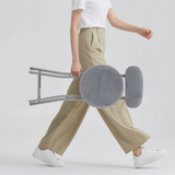 Set von 4 Klappstühlen/Stühlen, runder Sitz im Stoff Fellfell Grau - Ernst