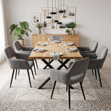 Set 6 skandinavischer Esszimmer Sessel mit grauen Samtarmlehnen - Cromwell Cord