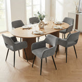 Set 6 skandinavischer Esszimmer Sessel mit grauen Samtarmlehnen - Cromwell Cord
