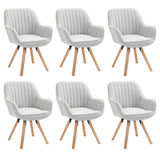 Set di 6 comode sedie per sala da pranzo in tessuto beige, girevoli a 360° - CARSON FABRIC BEIGE 6PZ