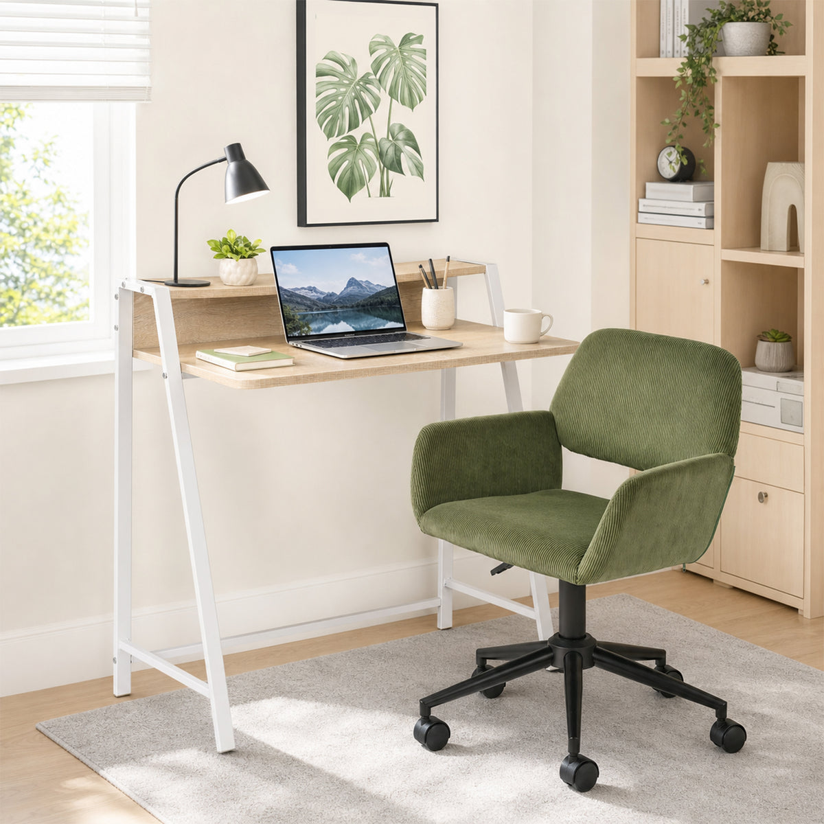 Bureau compact en MDF, coloris chêne clair
