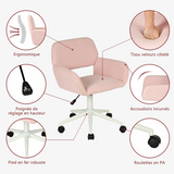 Ensemble avec table d’appoint noire pliable et fauteuil de bureau en velours côtelé rose ââ‚?BASELINE & ROSS