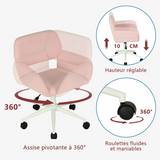 Ensemble avec table d’appoint noire pliable et fauteuil de bureau en velours côtelé rose ââ‚?BASELINE & ROSS