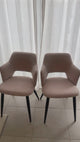 Juego de 2 sillones de comedor escandinavo con reposabrazos de tela beige - Akanji