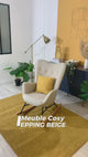 Fauteuil à bascule allaitement scandinave avec accoudoirs en tissu beige capitonné - EPPING