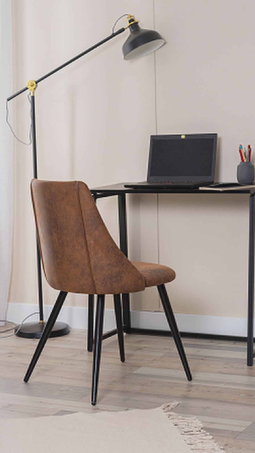 Lot de 6 chaises de salle à manger industrielles en suédine - SMEG