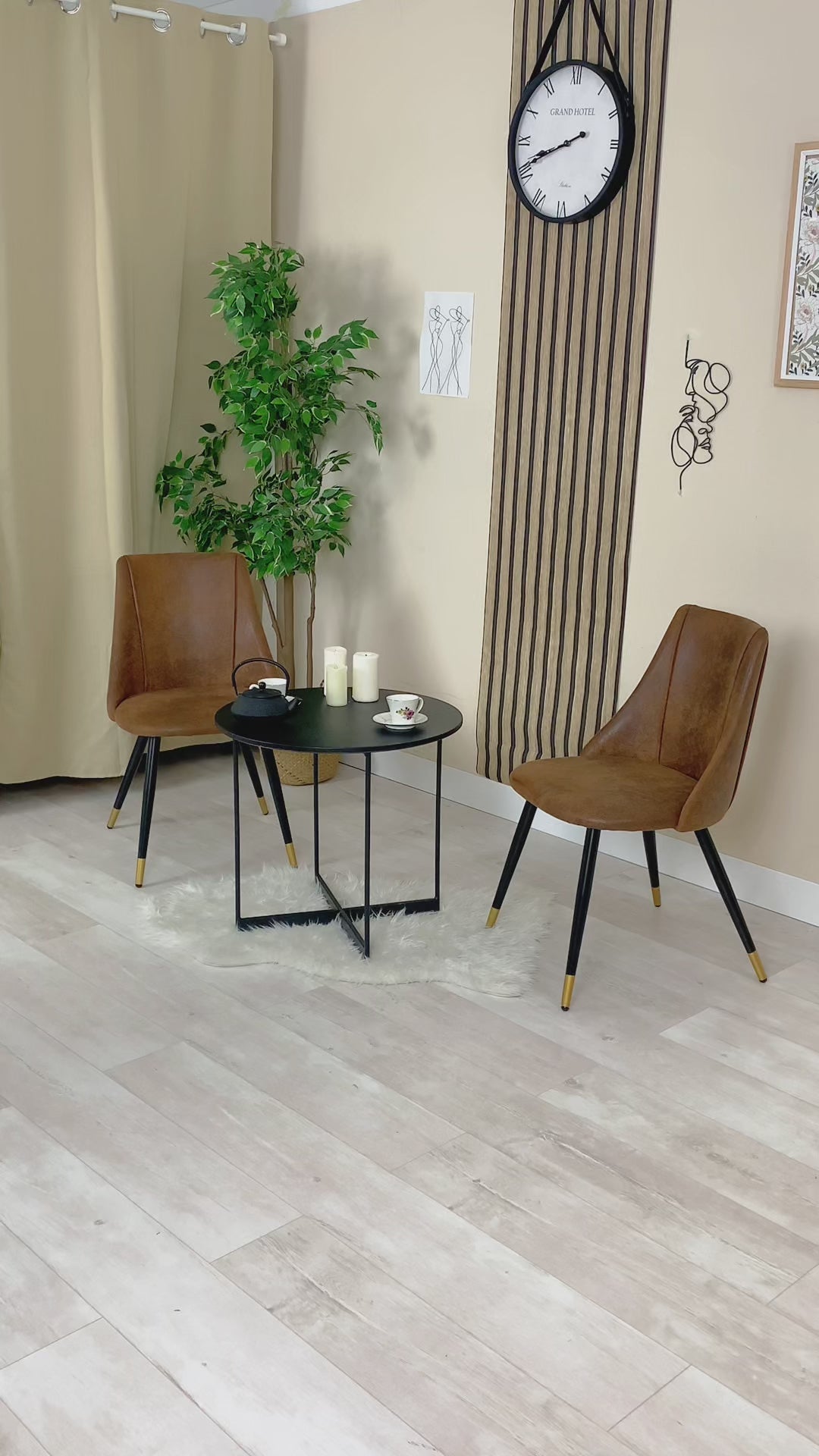 Lot de 6 chaises de salle à manger industrielles en suédine - SMEG