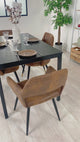 Extendable industrial dining table for 4 to 6 people in black MDF wood - bari