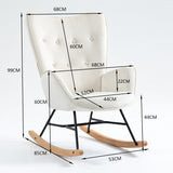 Comoda sedia a dondolo scandinava per allattamento in velluto beige imbottito - EPPING BEIGE