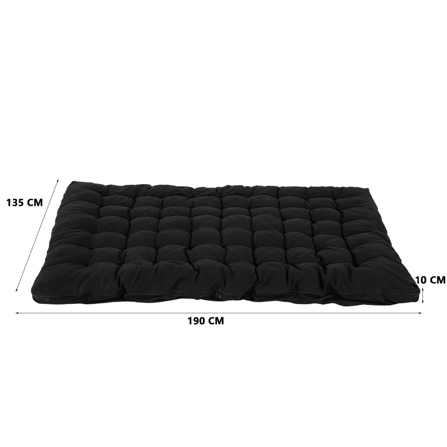 Matelas futon portable pliable 2 places noir, 135x190x10cm - MICA