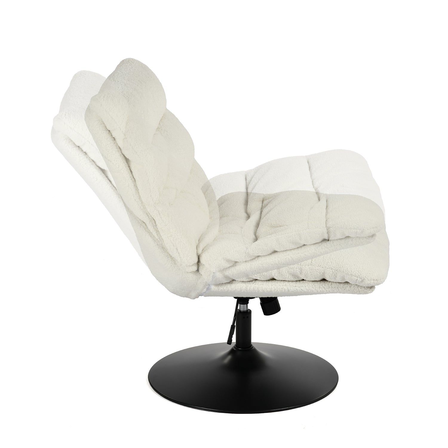 Fauteuil de loisirs réglable tissu mouton boulette blanc pivotant à 360° - LAMBERY