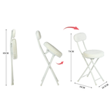 Set von 4 Stühlen/Klapphocker, runder Sitz im Stoff Fellfell weißes Fell - Ernst