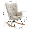 Fauteuil à Bascule Allaitement En Velours Teddy - Confort Scandinave, Pieds Bois Et Métal - Supporte Jusqu'à 136 Kg - Blanc - 8